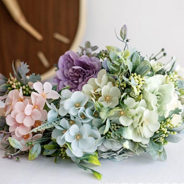 

decorative flowers & wreaths white rose artificial silk bouquet home wedding decor plastic fake flower table centerpieces arran