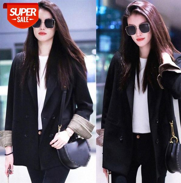 

thin small suit jacket ladies korean loose net red casual black #sf6w, Black;gray
