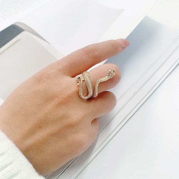 

net red snake ring, fashionable women, double rings, gold-plated for men, Black