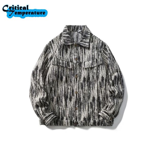 

men's jackets 2021 men hip hop streetwear jacket vintage retro harajuku cotton casual autumn winter coat outwear button black, Black;brown