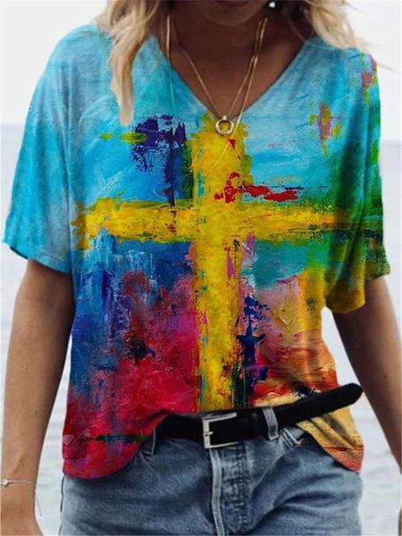 

women's t-shirt 2021 printed short sleeve lov dien, White
