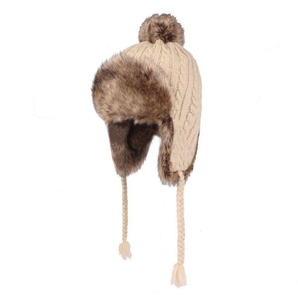

beanie/skull caps winter thicken knitted warm woolen cap for women sweet retro college style windproof snowproof ear protection hat, Blue;gray