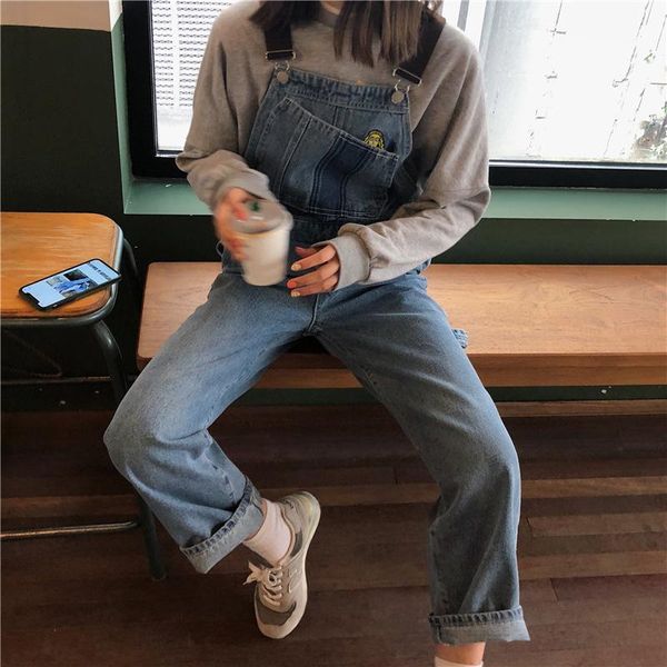 

women's jeans [color patchwork] the dress 2021 spring irregular pocket jean overalls for women, Blue