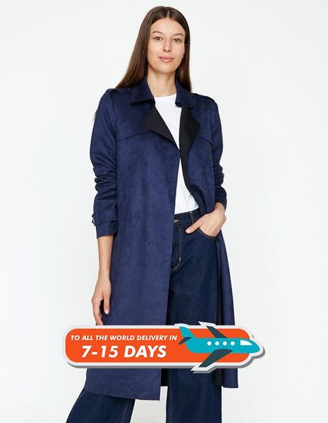 

women's trench coats autumn winter casual suede fashion double breasted plaid classic elegant long coat collar with belt chic sashes ep, Tan;black