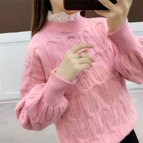 

women's sweaters autumn fashion sweatshirt with knitted or crocheted women's lace sweater korean loose 5 sleeve colours female jum, White;black
