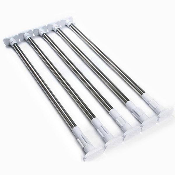 

to 120cm adjustable stainless steel spring tension rod rail with rubber rectangular heads for clothes / towels curtains ( shower