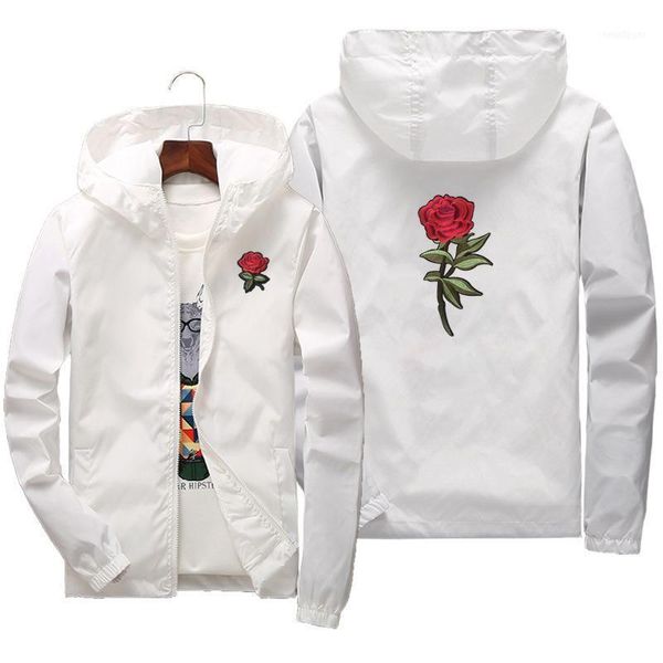 

drop suppliers usa 2021 korean version for men women spring summer rose embroidered windbreaker couple jacket 26 color1, Black;brown