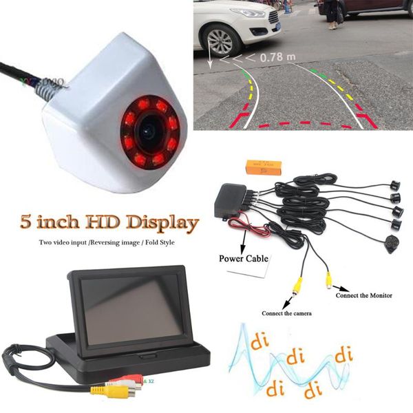 

car rear view cameras& parking sensors visible sensor parktronic radar system 5 inch foldable monitoring dynamic trajectory moving camera