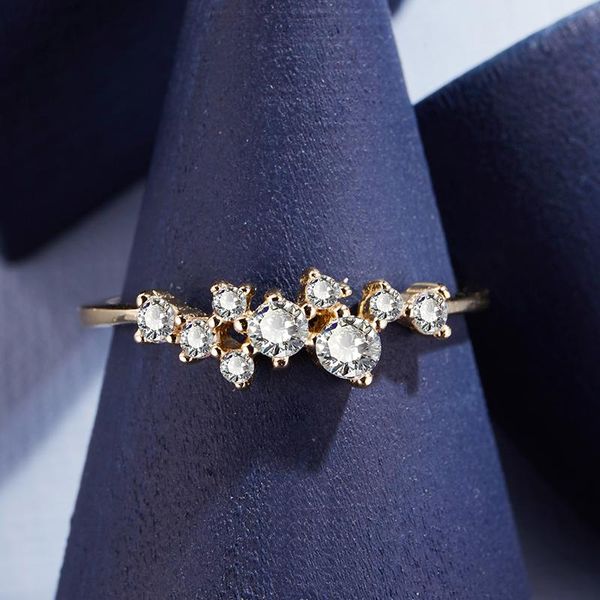

cluster rings mobuy s925 silver ring for women little stars + cubic zirconia 925 sterling 14k gold plated gift fine jewelry mbri140, Golden;silver