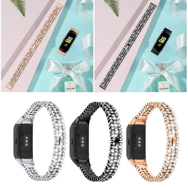 

watch bands diamond metal bracelet strap for samsung galaxy fit-e bandsm-r370 sm-r375 fashion wristband belt accessories, Black;brown