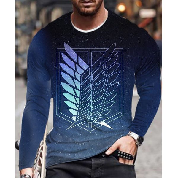 

attack on titan senior men is a 3d printed t-shirt visual impact party streetwear round neck long sleeve designer xl printing daily top, White;black