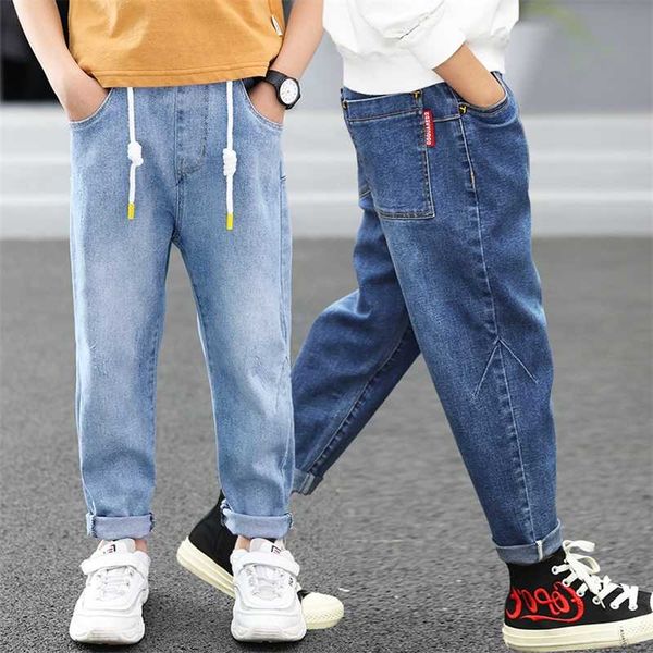 

kids boys jeans pants boy's denim trousers autumn sports big children korean casual clothes 10 12 14 year 210927, Blue