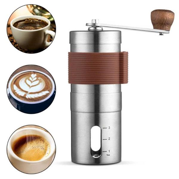 

manual coffee grinders portable hand-cranked machine bean grinder stainless steel grinding travel camping supplies