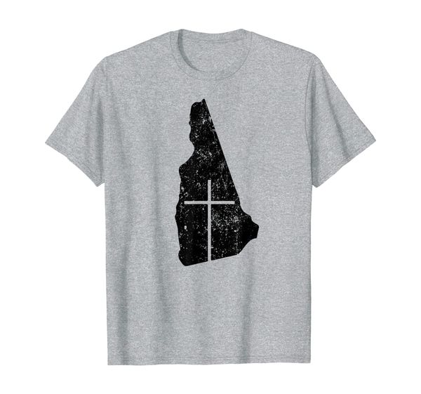 

state of new hampshire with cross abt899a t-shirt, White;black