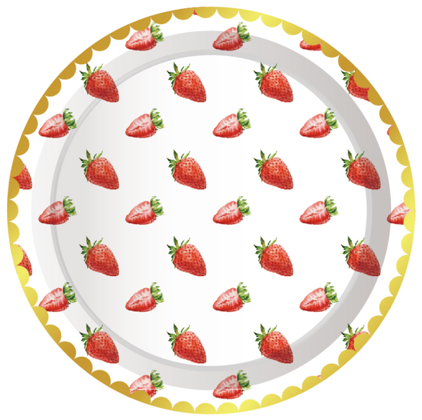 

disposable dinnerware 8pcs 9inch fresh strawberry theme happy birthday party decoration fruit plates tableware sets for baby shower