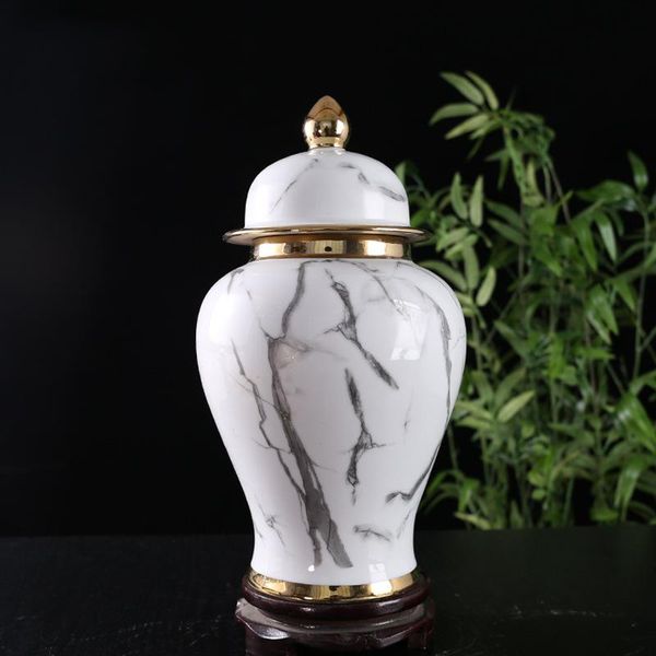 

storage bottles & jars chinese style light luxury imitation marble ceramic jar vase decoration living room deskhome