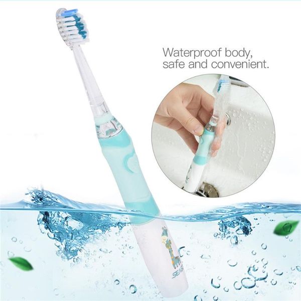 

waterproof child electric toothbrush kid vibration soft bristle timing function colorful light oral care smart