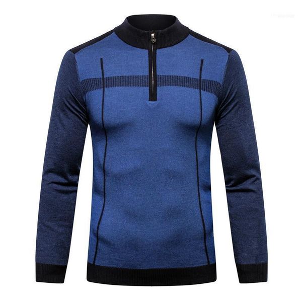 

sweater wool high collar men's 2021 business zipper long sleeve embroidery quality big size -6xl england1, White;black