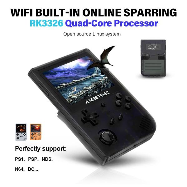 

3.5 inch ips screen handheld game player rg351v 64 bit retro console with 15000 games for ps1/psp/dc/n64,dual tf card slot portable players