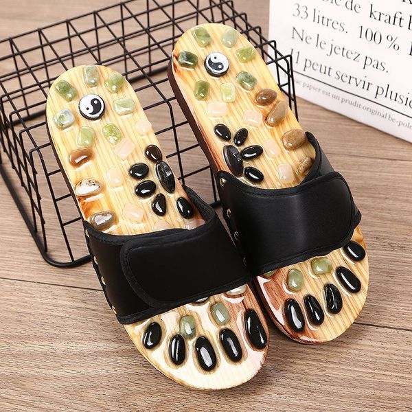 

slippers men health foot massage shoes cobblestone cool that occupy the home men's and women's household, Black