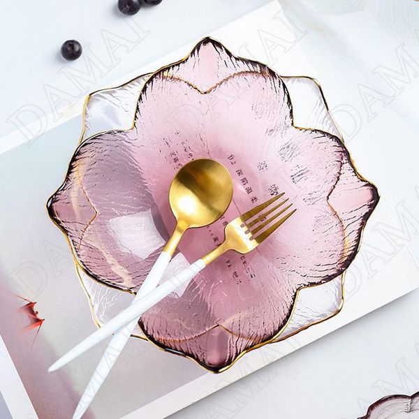 

dishes & plates golden stroke petals glass bowl fruit plate western salad pots coffee table decoration ornament storage tray