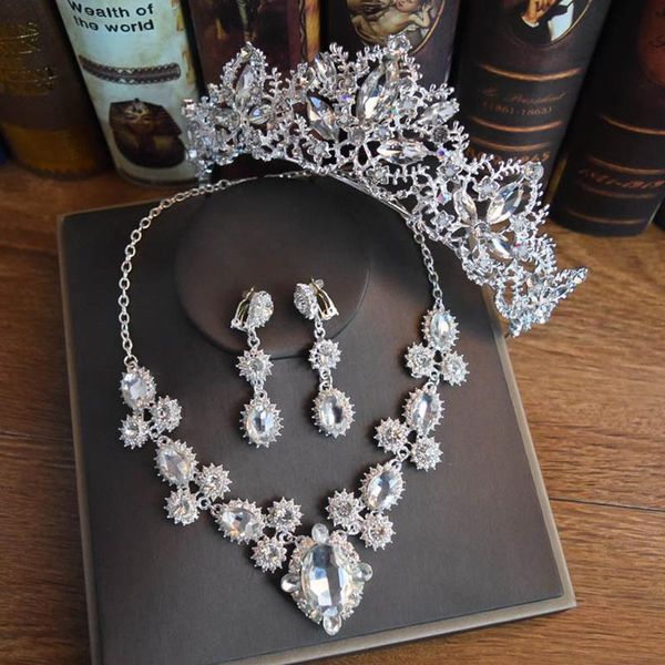 Ohrringe Halskette Braut Tiara Set High-End Kronprinzessin Hochzeitskleid Pografie Zubehör