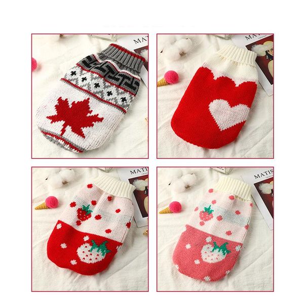 

cat costumes christmas dog sweater pullover winter clothes for small dogs chihuahua yorkies puppy jacket pet clothing strawberry