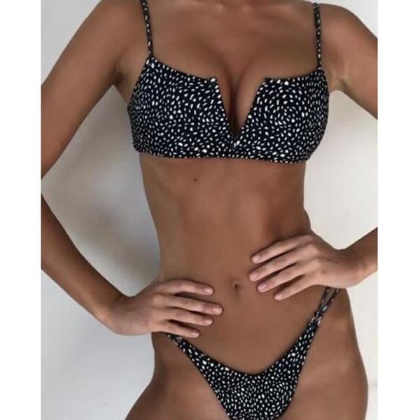 

women's swimwear womens v-neck bikini set leopard print push-up 2pcs bikinis biquini 2021 mujer swimsuit maillots de bain femme bathing, White;black