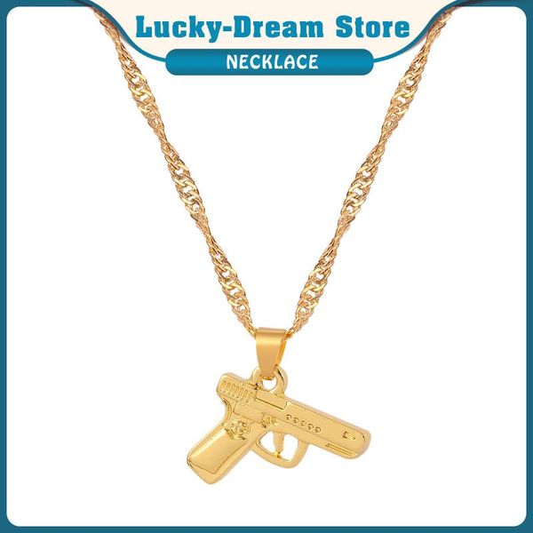 

pendant necklaces punk mini submachine gun necklace hip-hop collar cool rapper rock jewelry for man women party fashion gifts, Silver