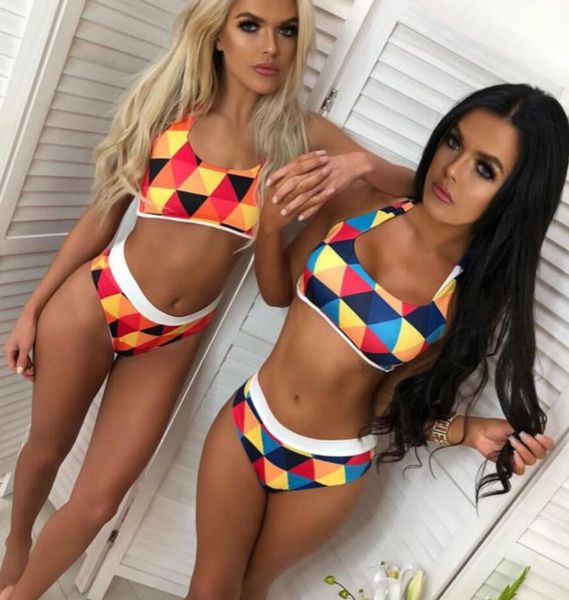 

women's swimwear split swimsuit plaid bikini a115, White;black