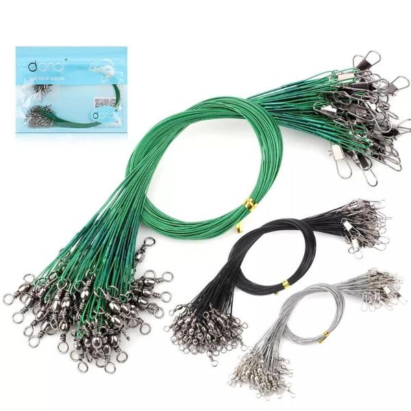 

braid line 31m 72pcs fishing anti-bite tension leash steel wire leader tackle with rolling swivel lock snap anti-bait rig
