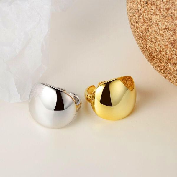 

wedding rings simple elegant male bridal one ring yellow gold color flatgeometric ellipse jewelry promise love adjust open for men, Slivery;golden