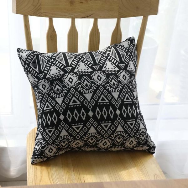 

cushion/decorative pillow geometric pillowcase black sofa cushion jacquard cotton linen coreless 60x60cm covers