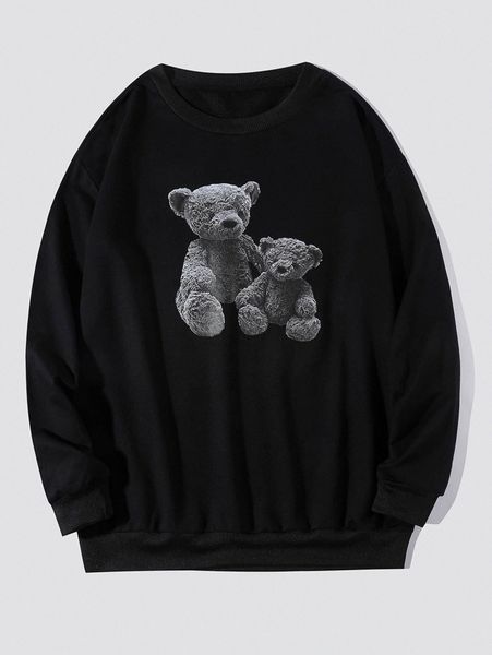 

men bear print sweatshirt t1gv#, Black