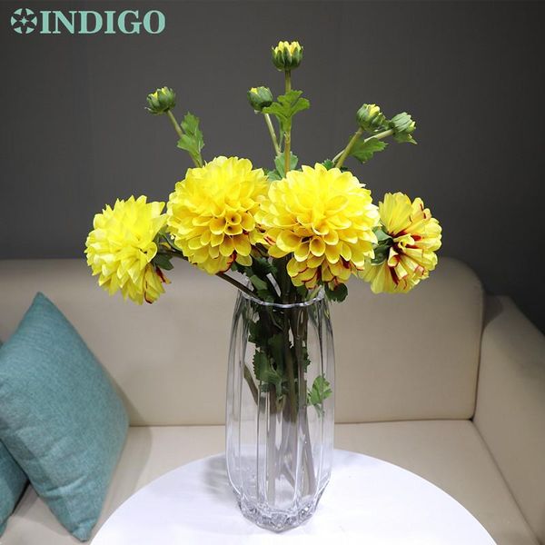 

- arrival 5pcs dahlia big daisy yellow chrysanthemum home decorative artificial flower autumn wedding party decoration flowers & wreat wreat