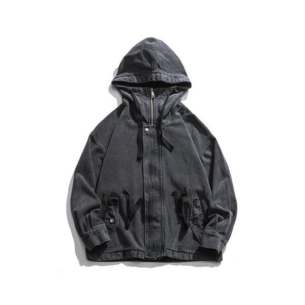 

men's jackets wear 2021 autumn jacket oversized black hooded male casual tooling simple all-match loose coat, Black;brown