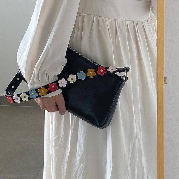 

vintage flower shoulder strap women purse handbags fashion pu leather ladies baguette underarm bag cute girls bags cross body