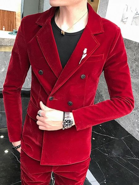 

men's suits & blazers 2021 fashion wedding groom suit men velvet jacket busines formal costume mariage homme tuxedo terno masculino, White;black