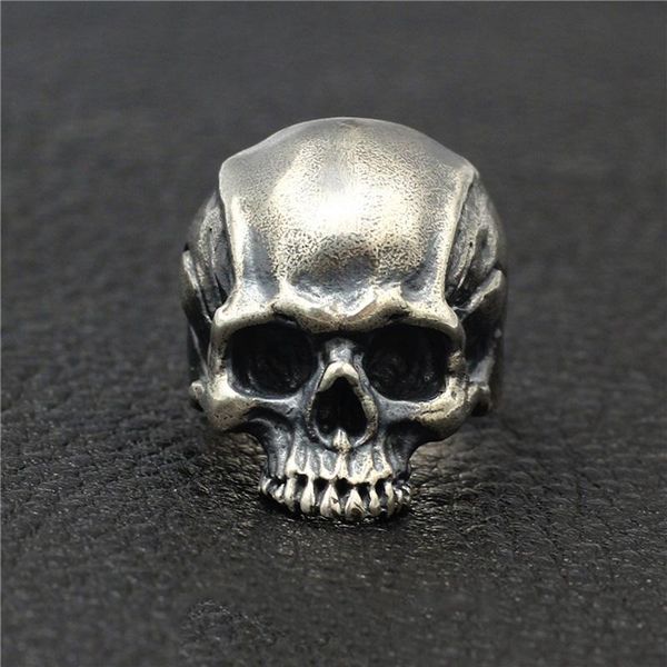 

cluster rings genuine 925 sterling silver steampunk skeleton for men retro rock style biker jewelry fashion, Golden;silver