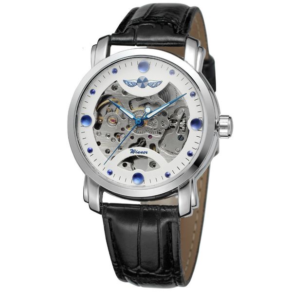 

winner hollow men's manual mechanical watch semi automatic, Slivery;brown