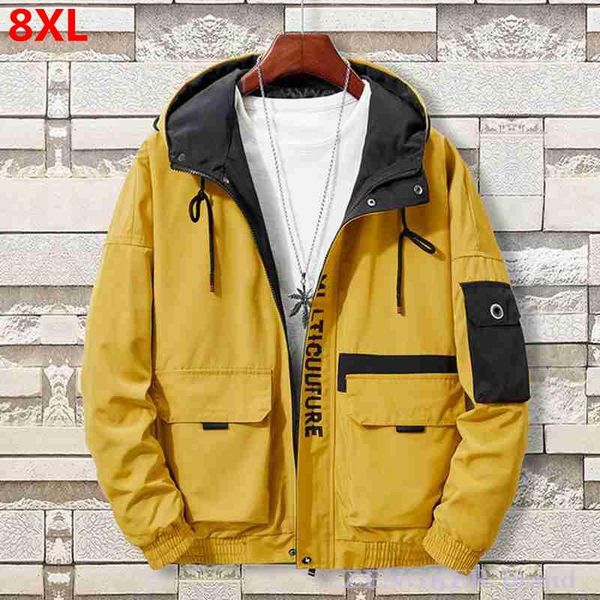 

men's jackets clothing plus size 8xl bomber jacket brother hooded youth thin men student clothes fashion coats streetwear, Black;brown