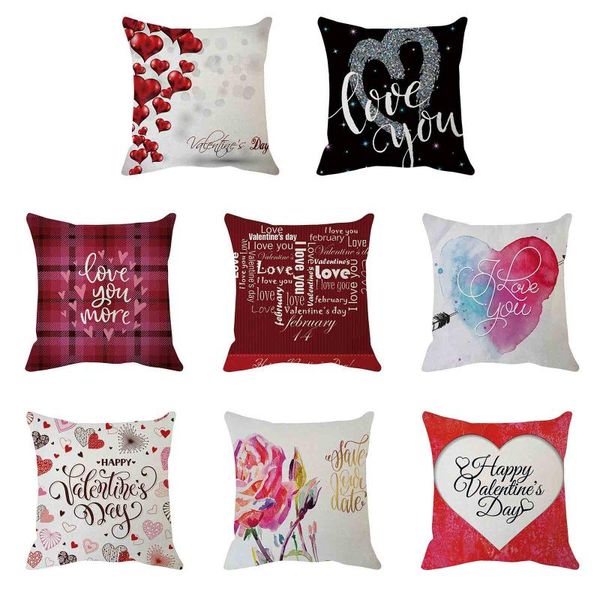 

pillow case valentine's day gift linen pillowcase sofa cushion cover polyester car 45x45cm home decor living room bedroom