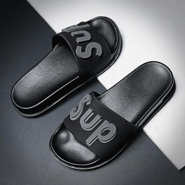 

slippers summer men's sandals fashion casual flip flop beach shoes, Black