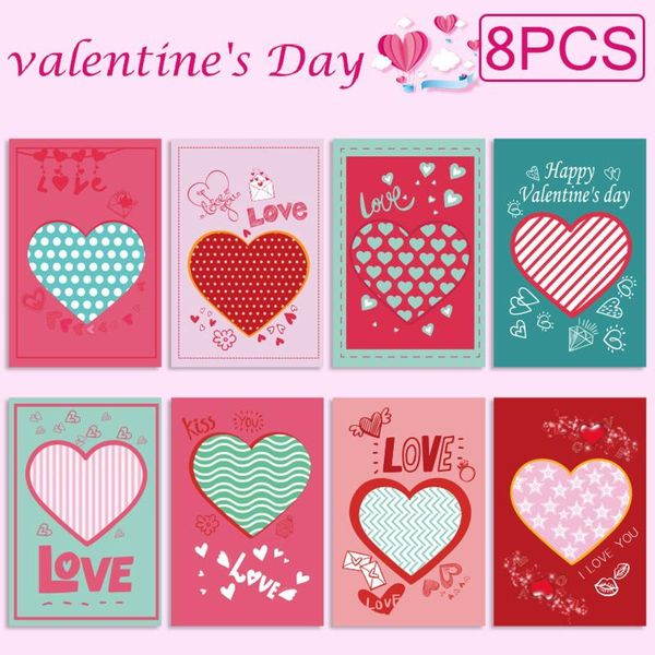 

greeting cards 8pc valentine's day heart-shaped card small gift holiday