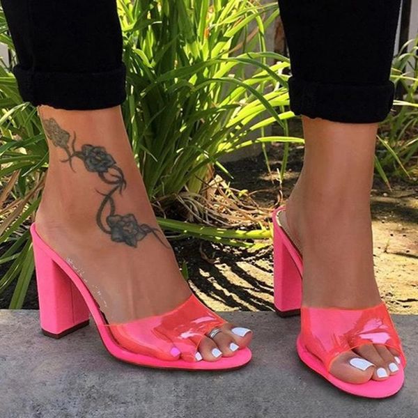

dress shoes candy color women's slippers 2021 summer/autumn transparent t-shaped straps thick heel open toe platform sandals, Black