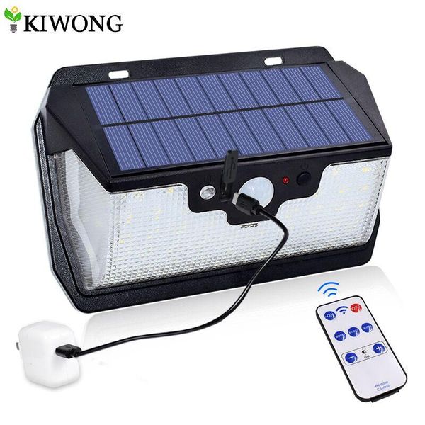 

solar lamps 800lm light security lighting 55 leds lamp for garden wall yard usb charging with remote control three modes