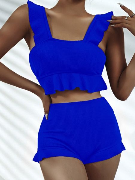 

ruffle detail shorts bikini swimsuit w7lq#, White;black