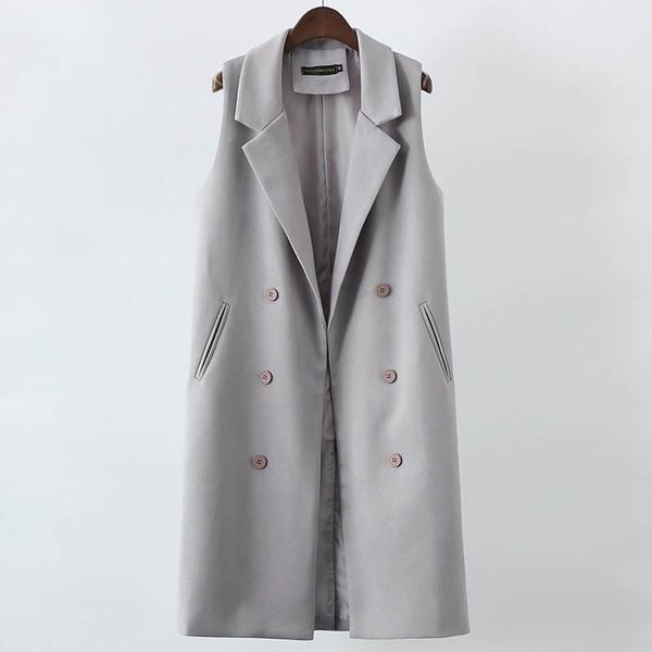 

women's vests double-breasted long vest women sleeveless jacket blazer cardigan waistcoat chaleco mujer casual suit outerwear c5592, Black;white