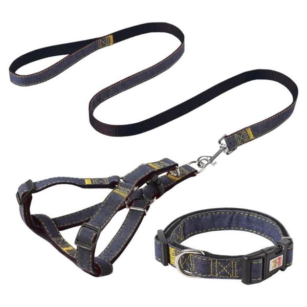 

dog collars & leashes leash denim sewing cloth traction rope adjustable pet collar for 40~55 kg running belt puppy outdoor walking training