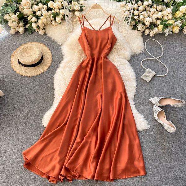 

dresses women backless strap french elegant a-line party es summer off shoulder sleeveless beach, Black;gray